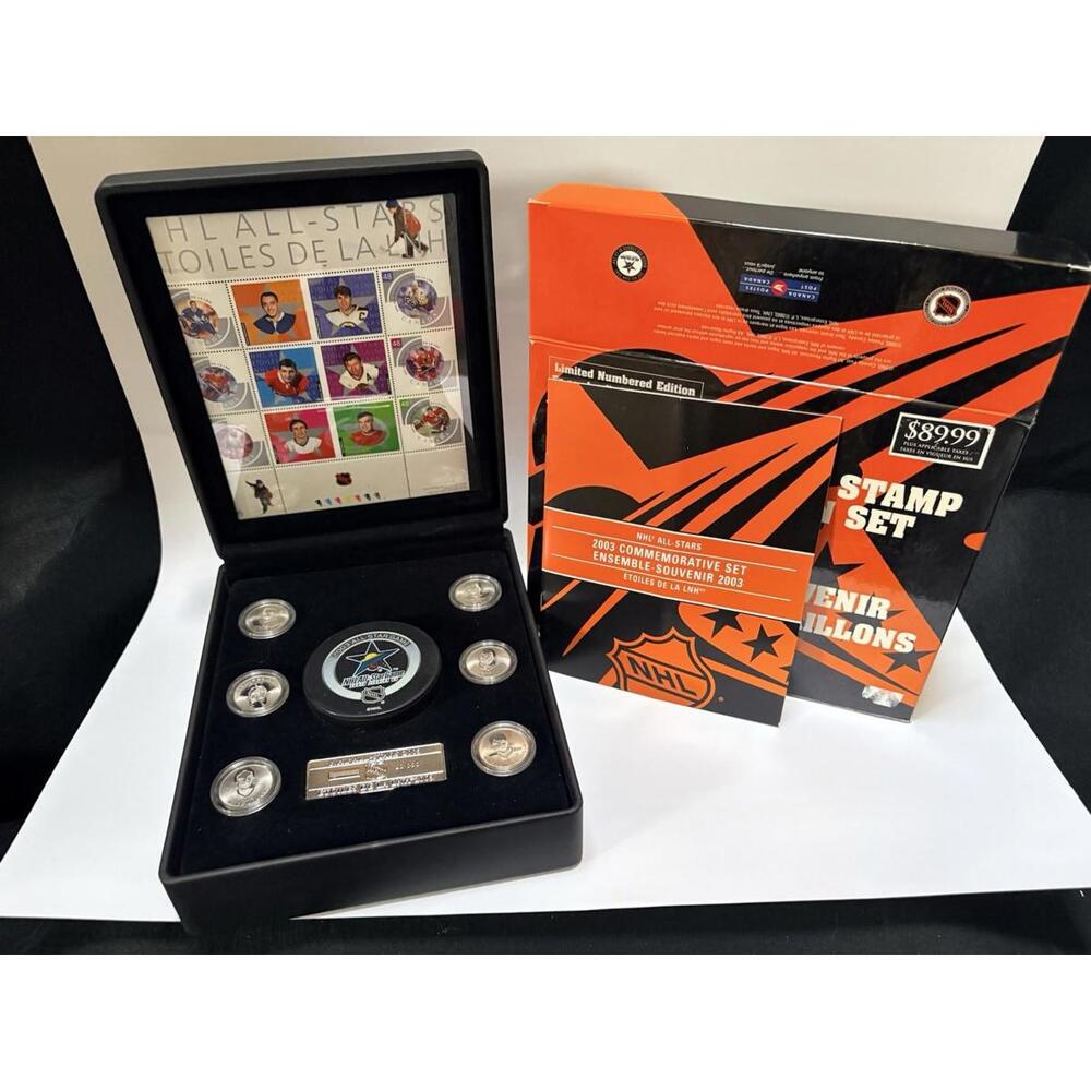 OPEN BOX 2003 Canada Commemorative NHL All Star Stamp & Medallion Set w/ Puck